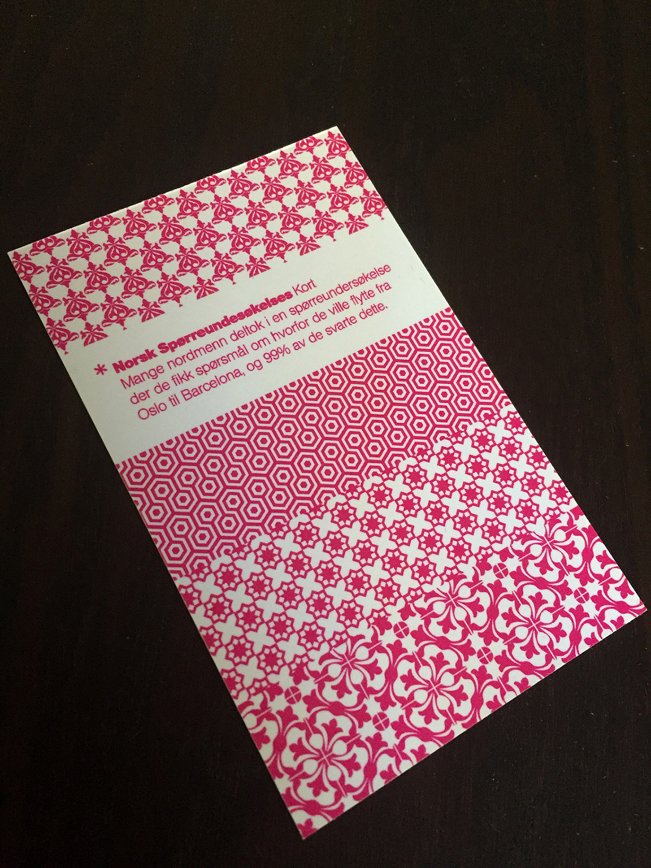 Back of the cards with the specific percentage for each reason